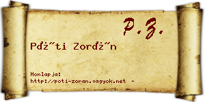 Póti Zorán névjegykártya